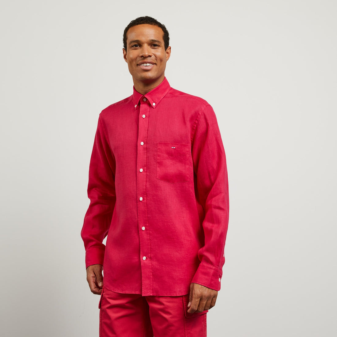 Plain Red Linen Shirt