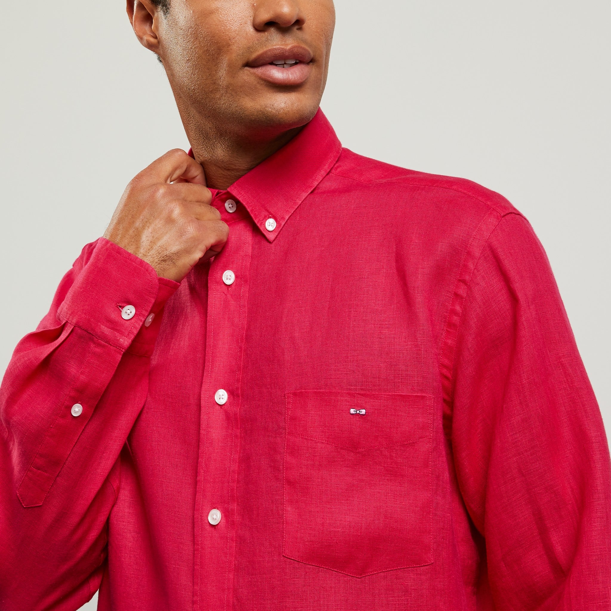 Plain Red Linen Shirt