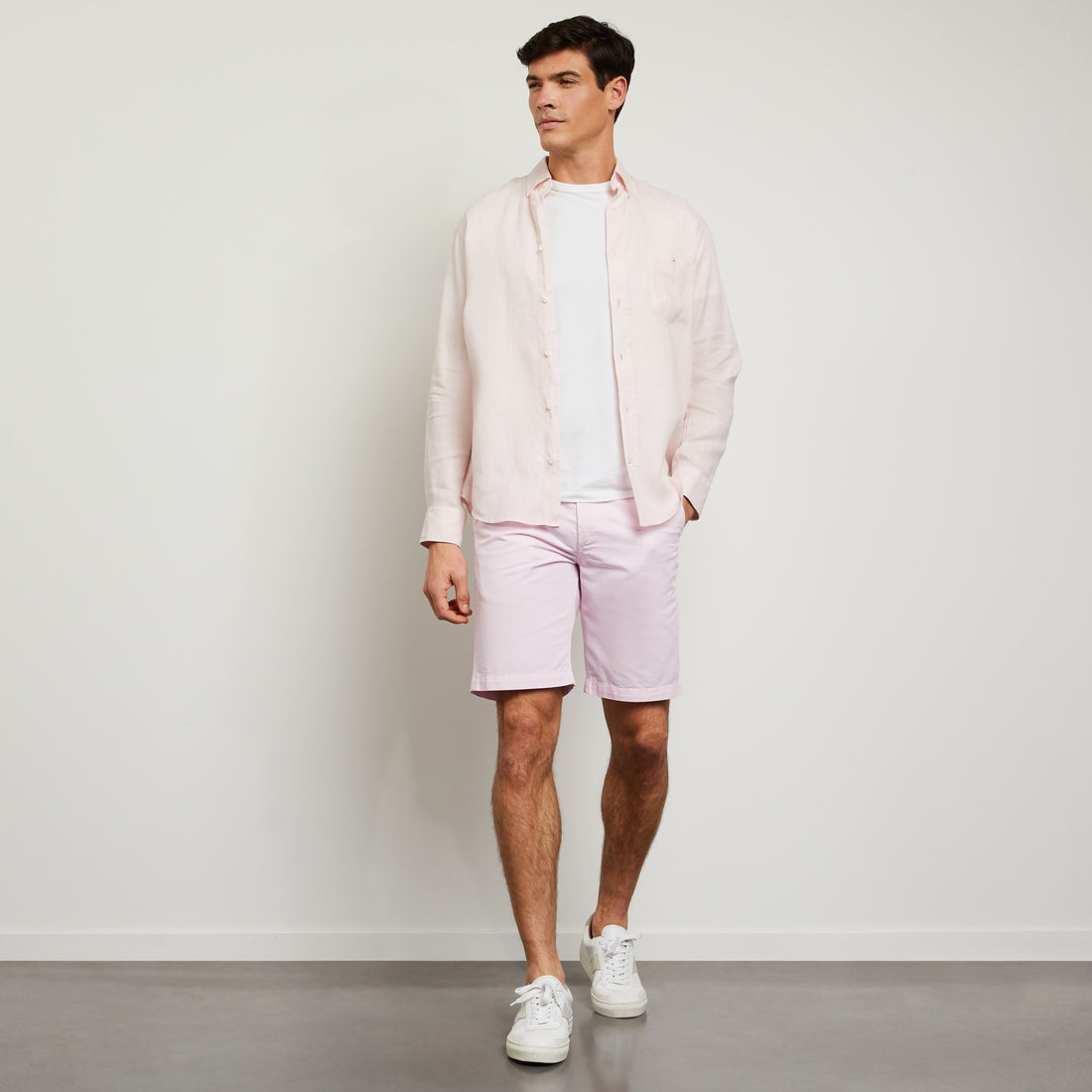 Plain Light Pink Linen Shirt