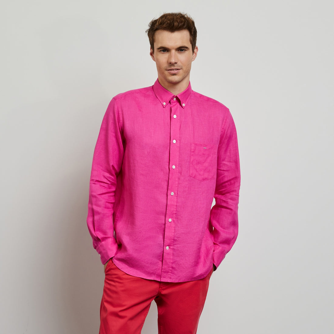 Plain Pink Linen Shirt