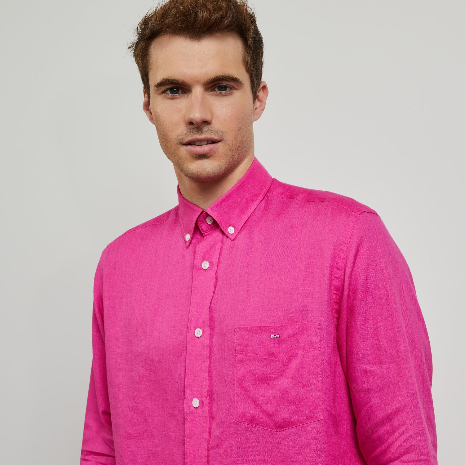 Plain Pink Linen Shirt