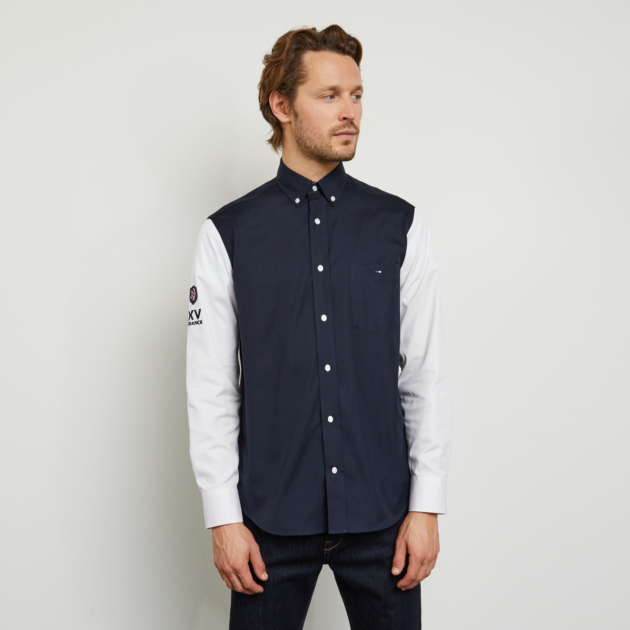 Colour-Block Shirt With Embroidered France Xv