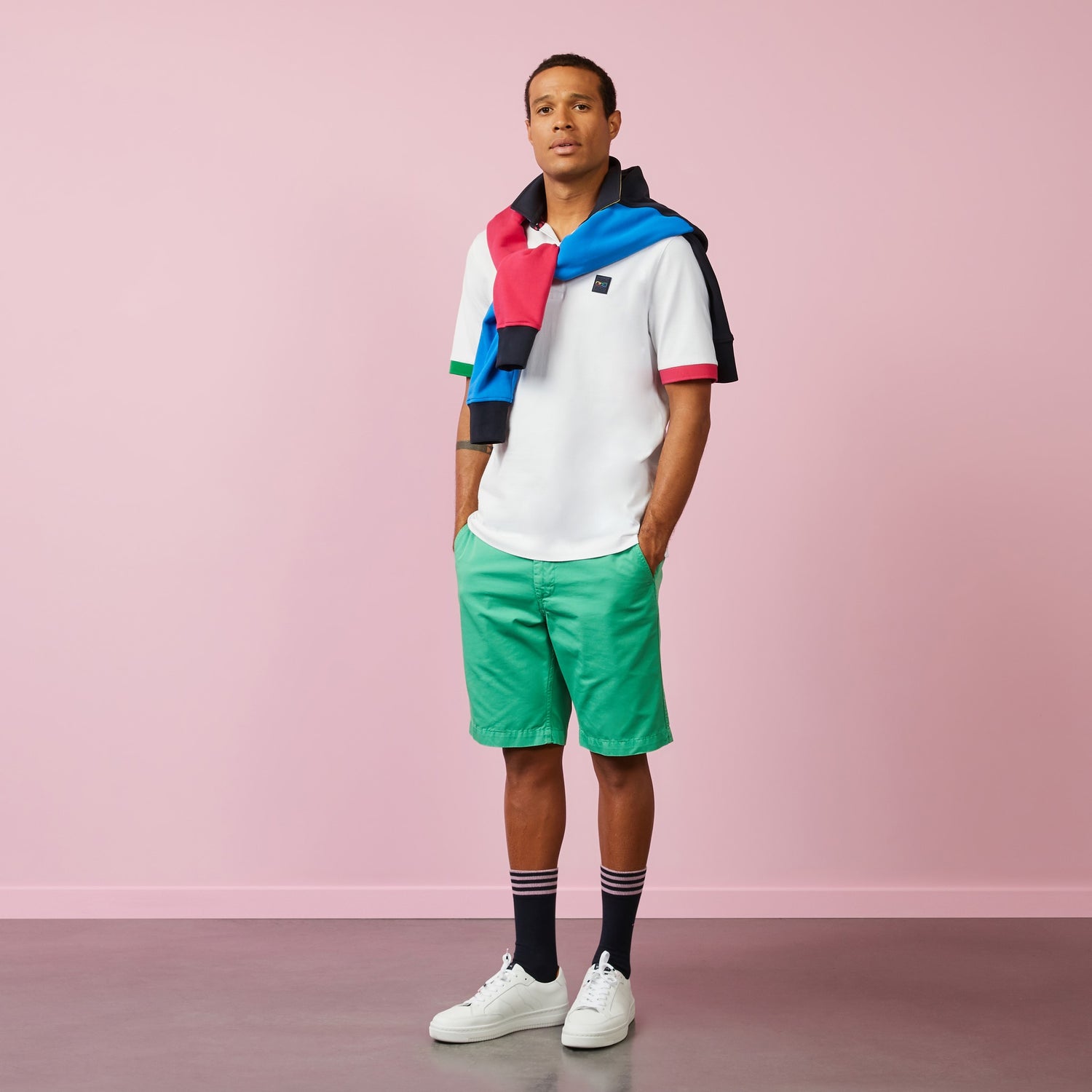 Colour-Block Rugby Shirt With French Flair Embroidery On The Back