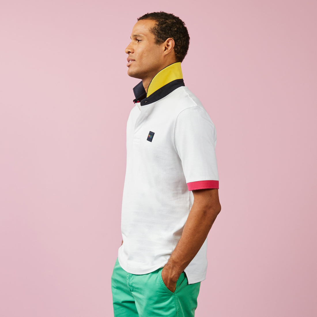 Colour-Block Rugby Shirt With French Flair Embroidery On The Back