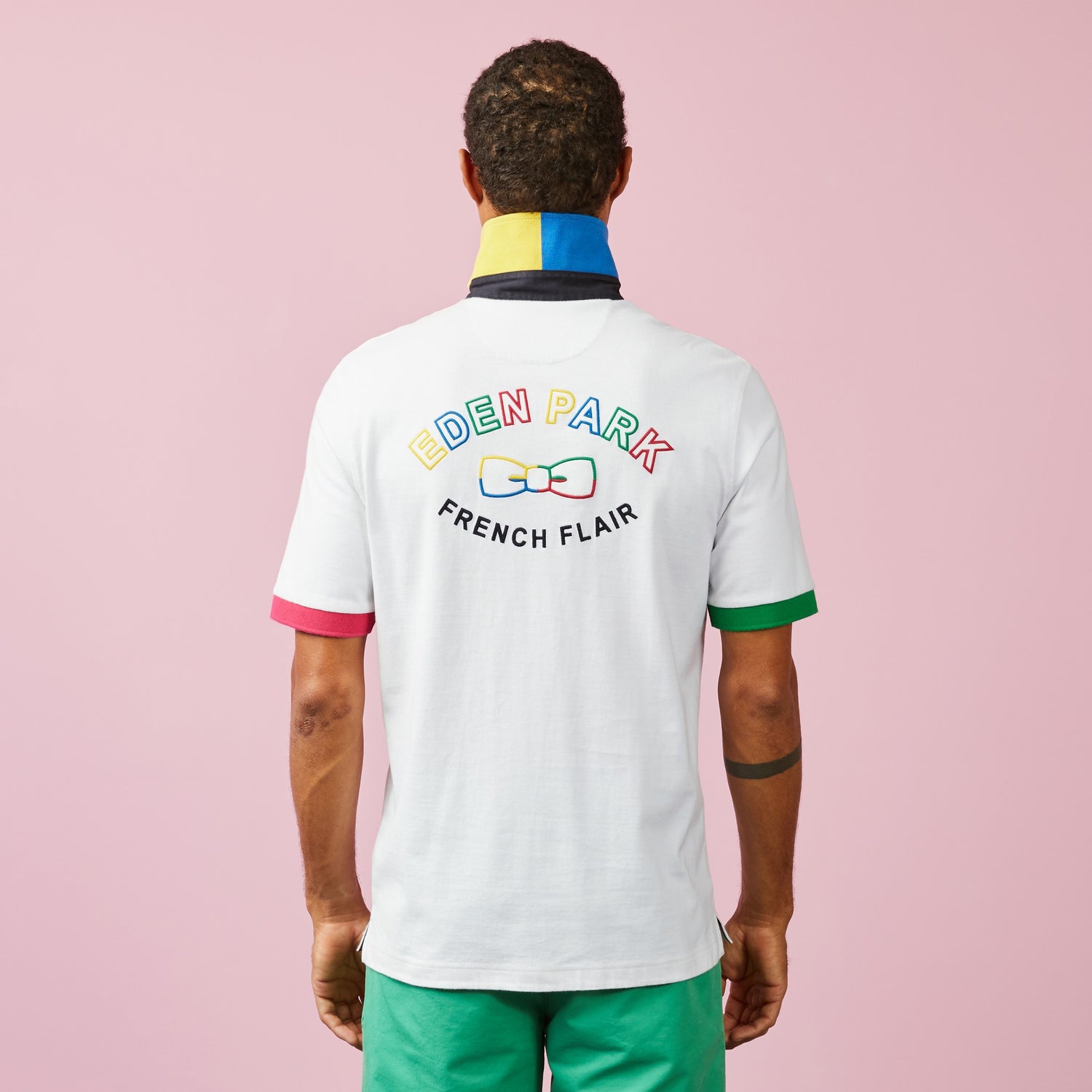 Colour-Block Rugby Shirt With French Flair Embroidery On The Back