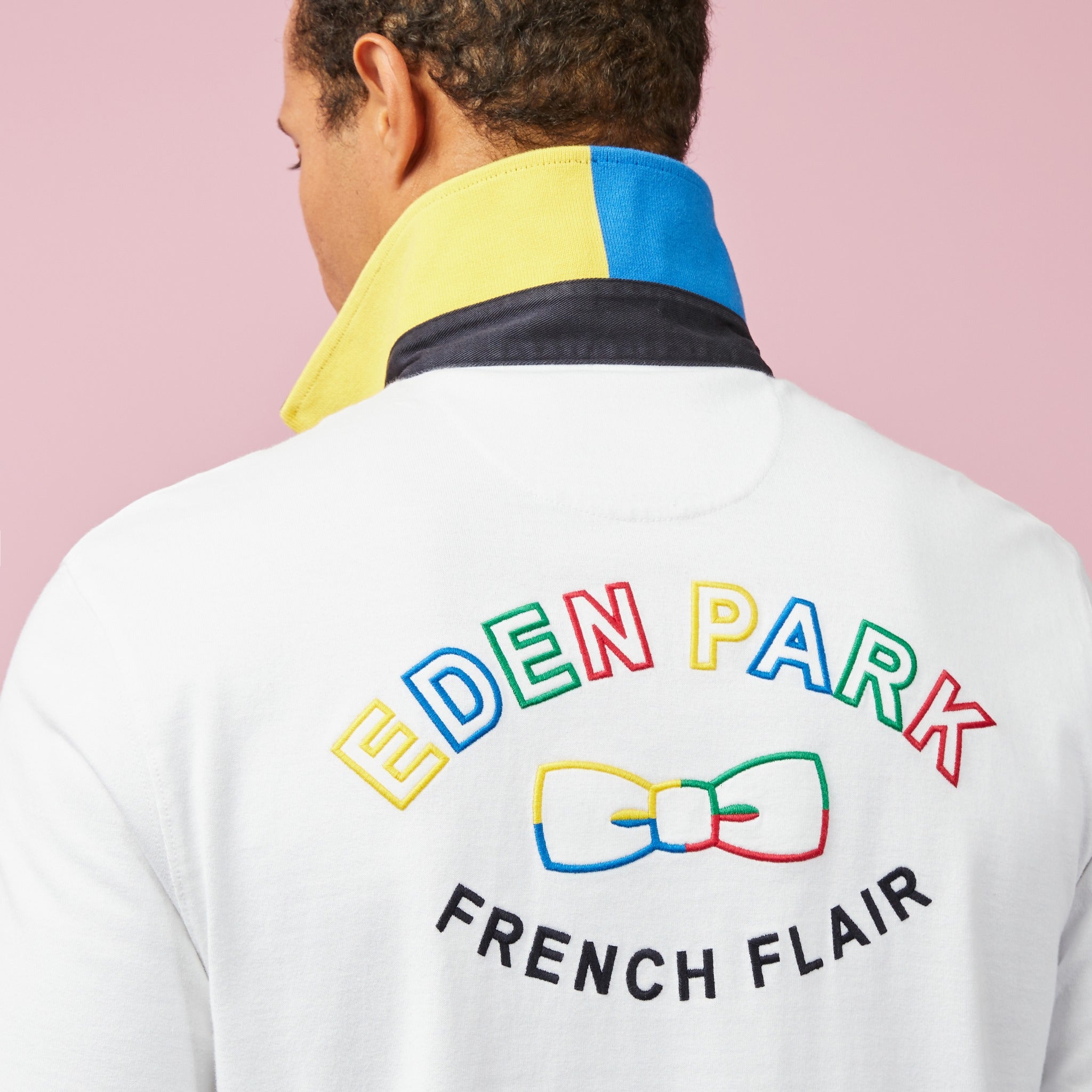 Colour-Block Rugby Shirt With French Flair Embroidery On The Back