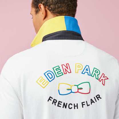 Colour-Block Rugby Shirt With French Flair Embroidery On The Back