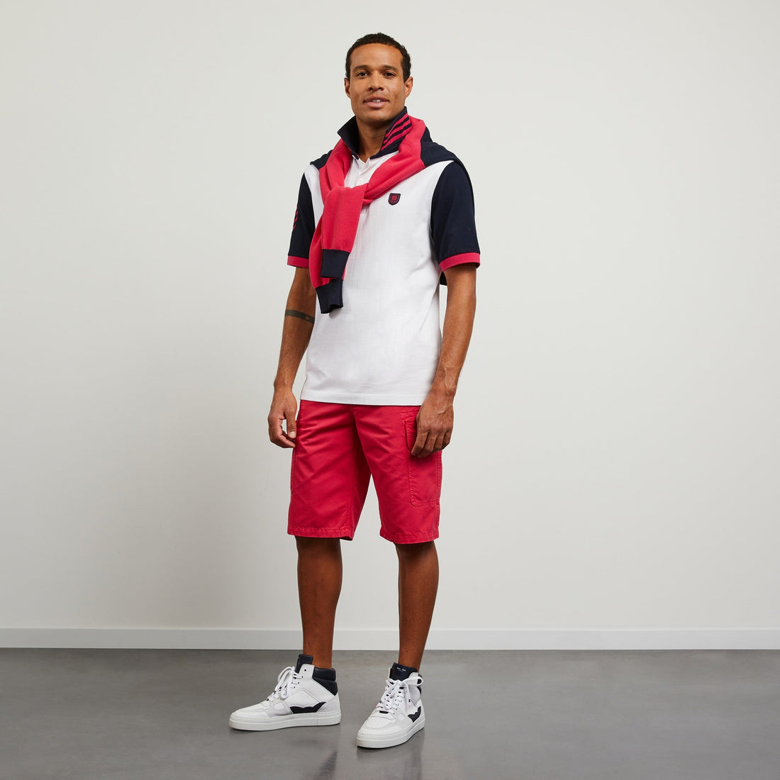 White Short-Sleeved Colour-Block Rugby Shirt Eden Park