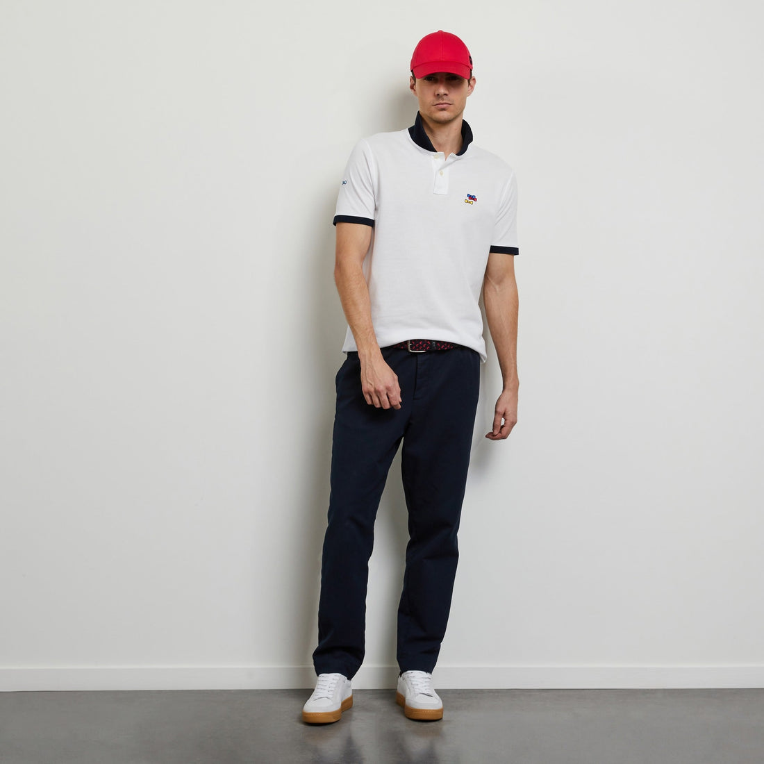 White Polo With Embroidered Tricolour Bow Ties Eden Park