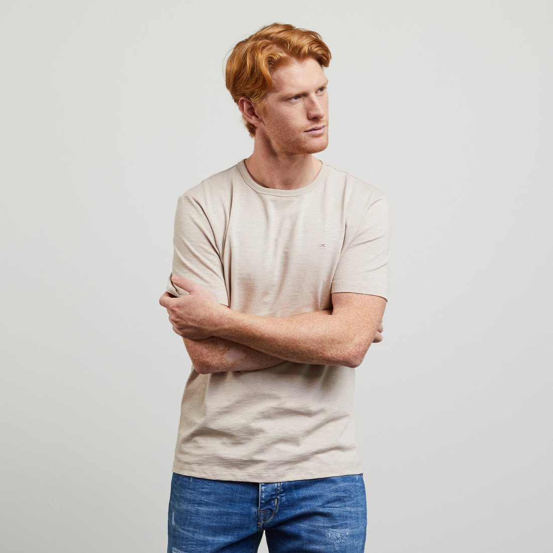 Plain Beige Short-Sleeved T-Shirt