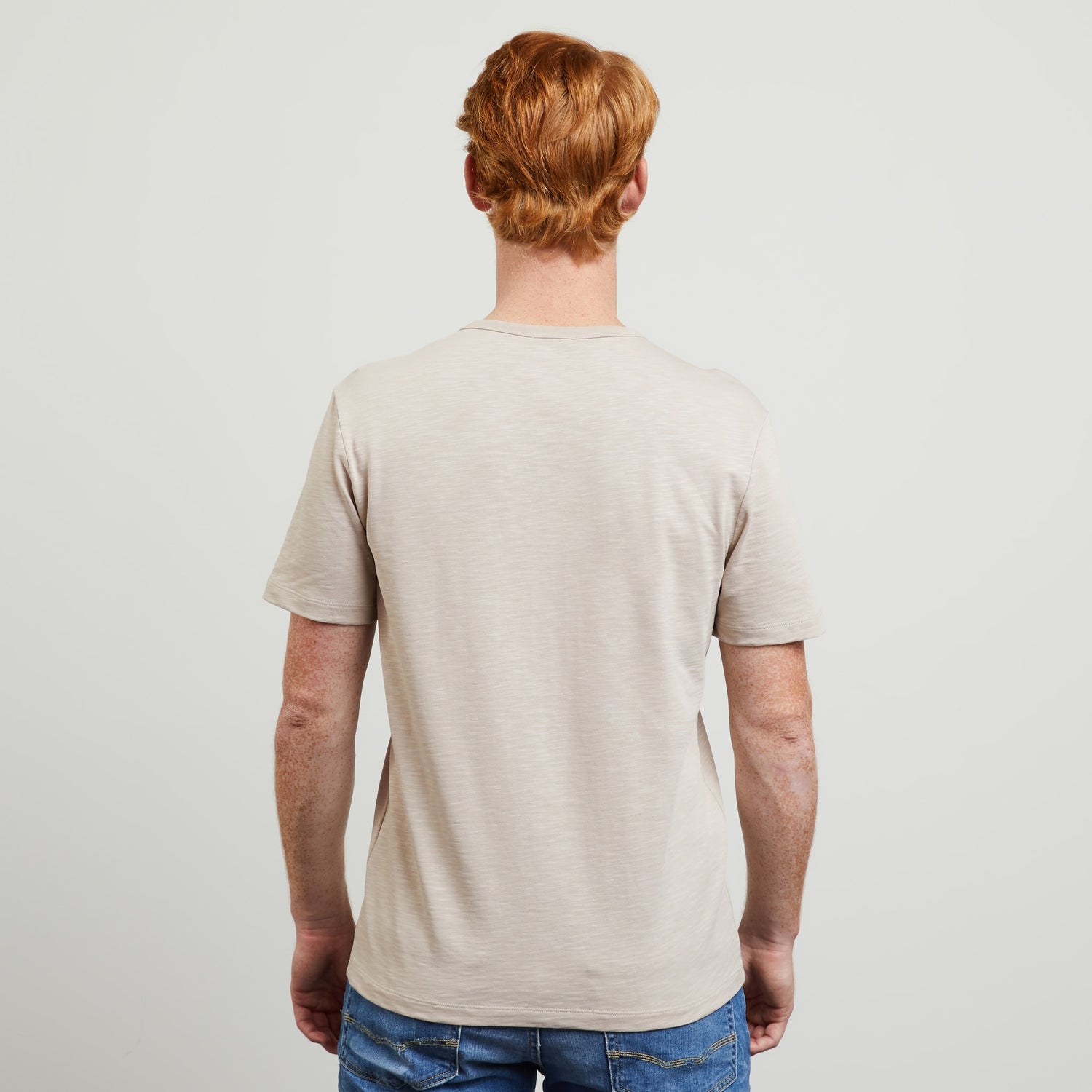 Plain Beige Short-Sleeved T-Shirt