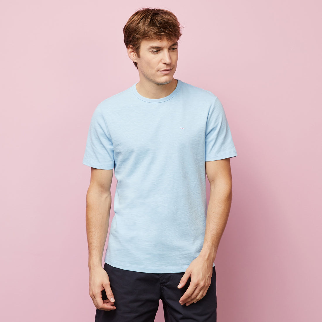 Plain Blue Short-Sleeved T-Shirt