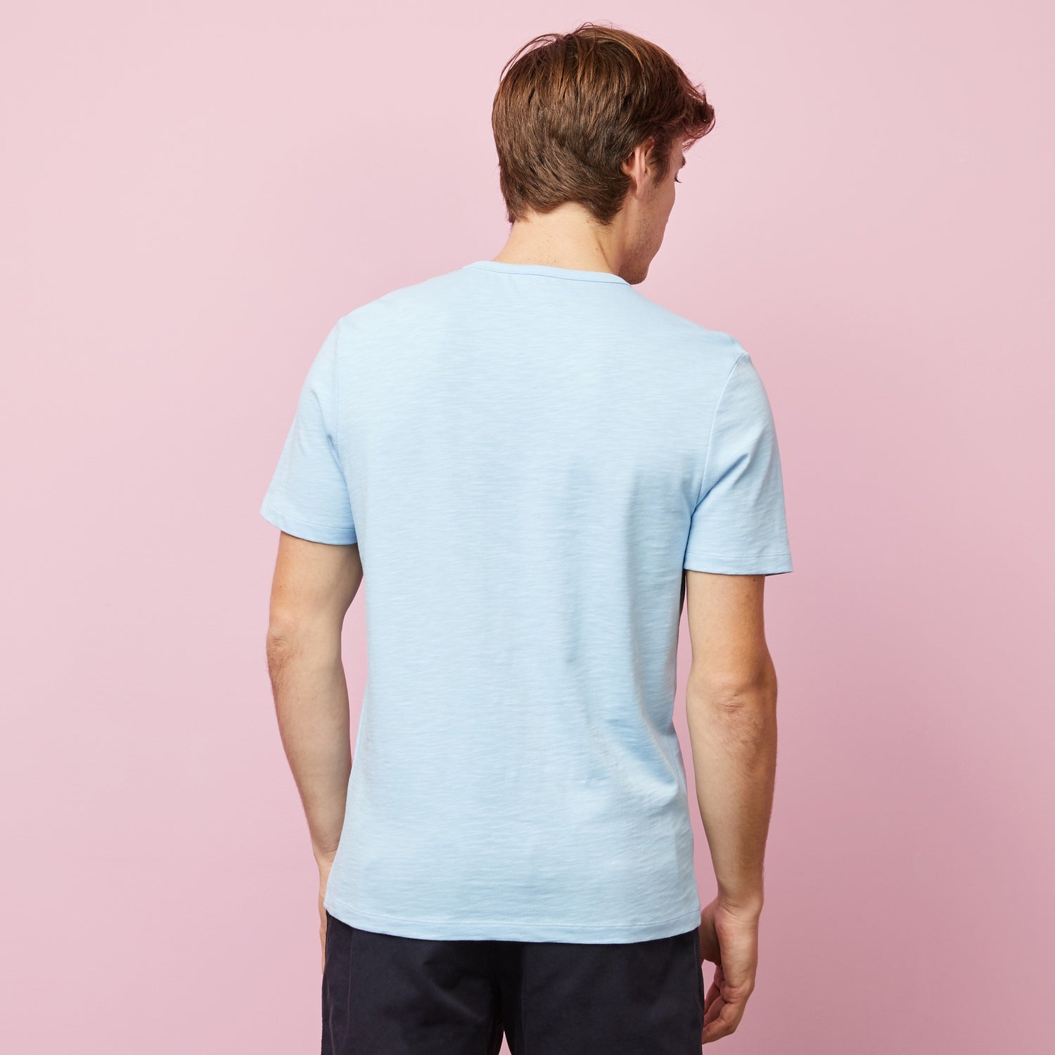 Plain Blue Short-Sleeved T-Shirt