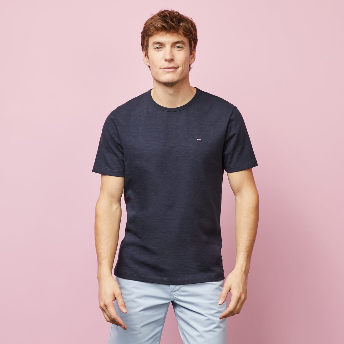 Plain Navy Blue Short-Sleeved T-Shirt
