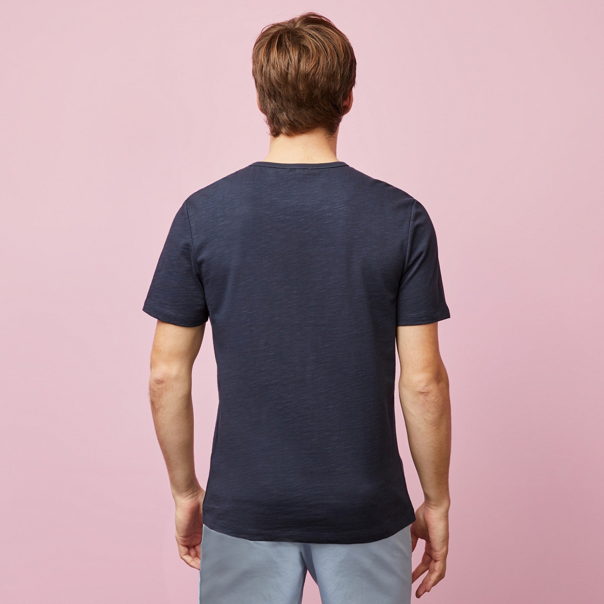 Plain Navy Blue Short-Sleeved T-Shirt