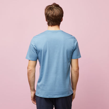 Plain Blue Short-Sleeved T-Shirt In Pima Cotton