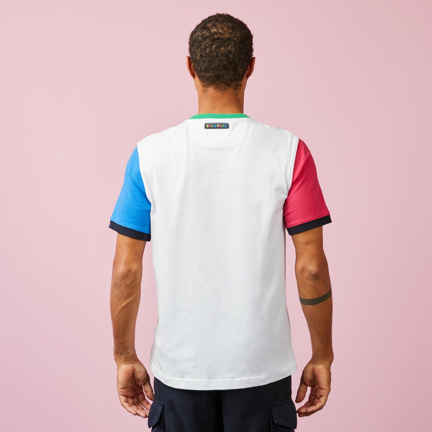 White Colour-Block T-Shirt