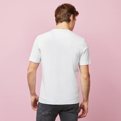 White T-Shirt With Embossed Inscription