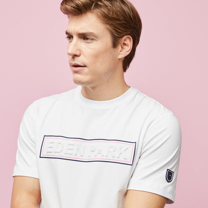 White T-Shirt With Embossed Inscription