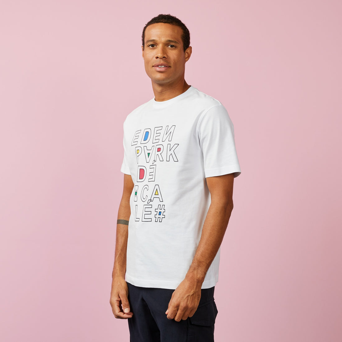 White T-Shirt With Off-Set Eden Park Screen Print