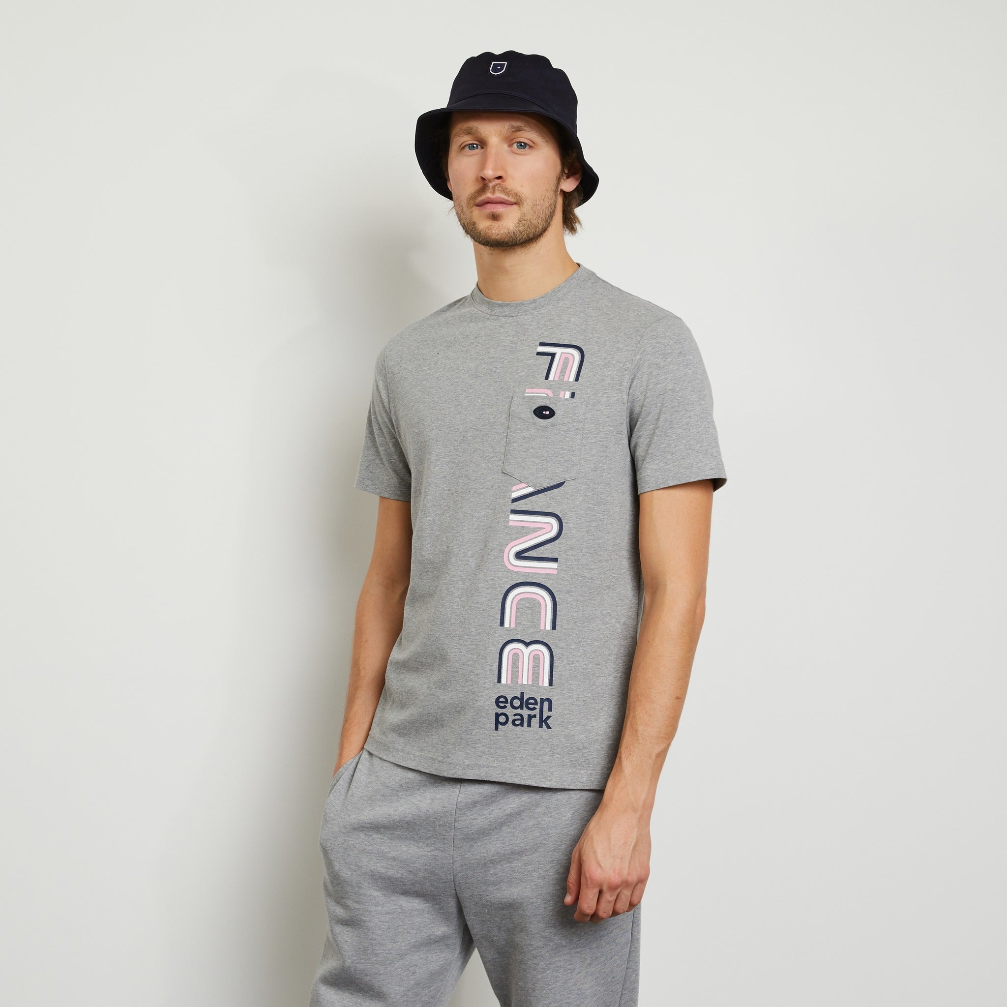 Grey T-Shirt With France No. 10 Screen Print Eden Park