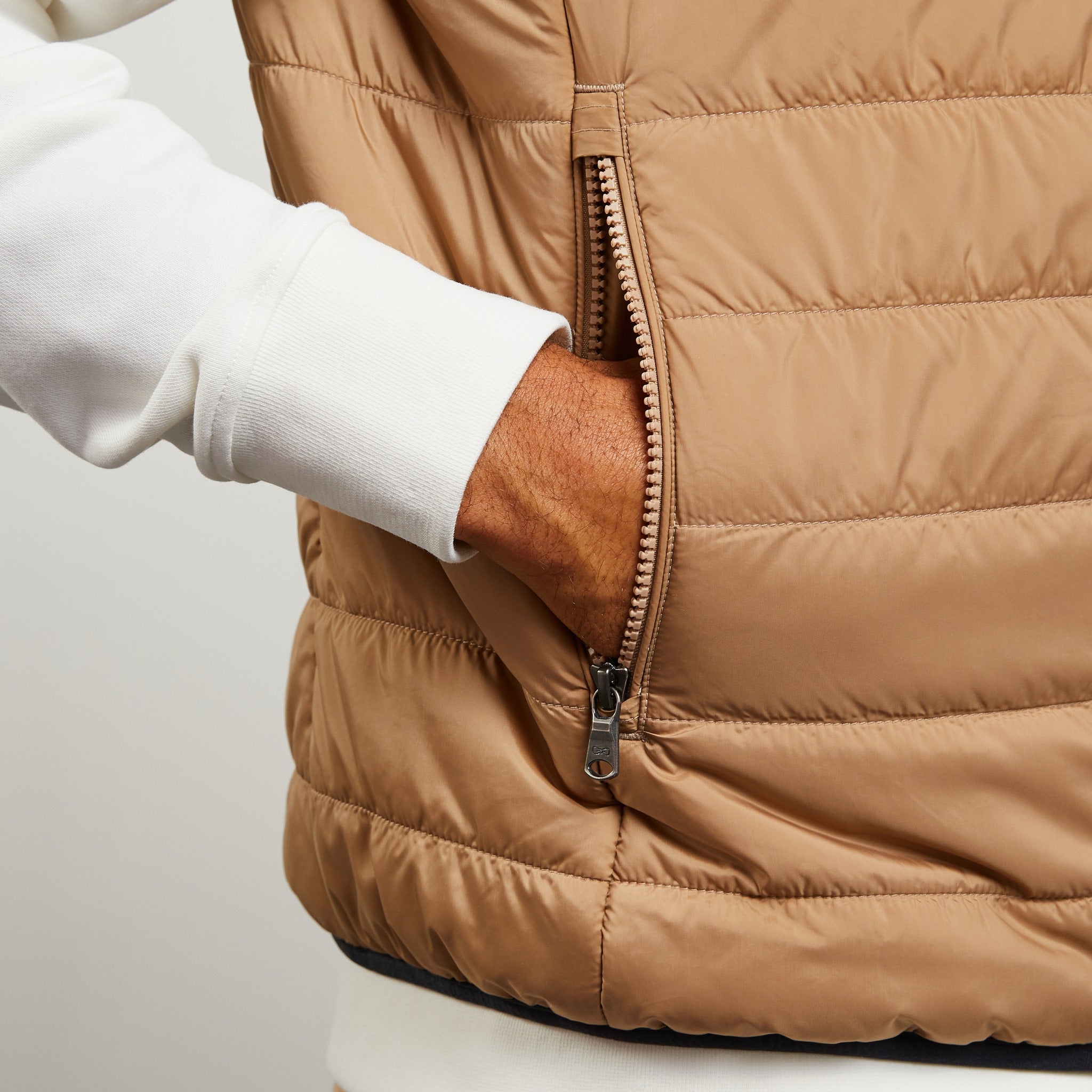 Beige Sleeveless Puffa Jacket