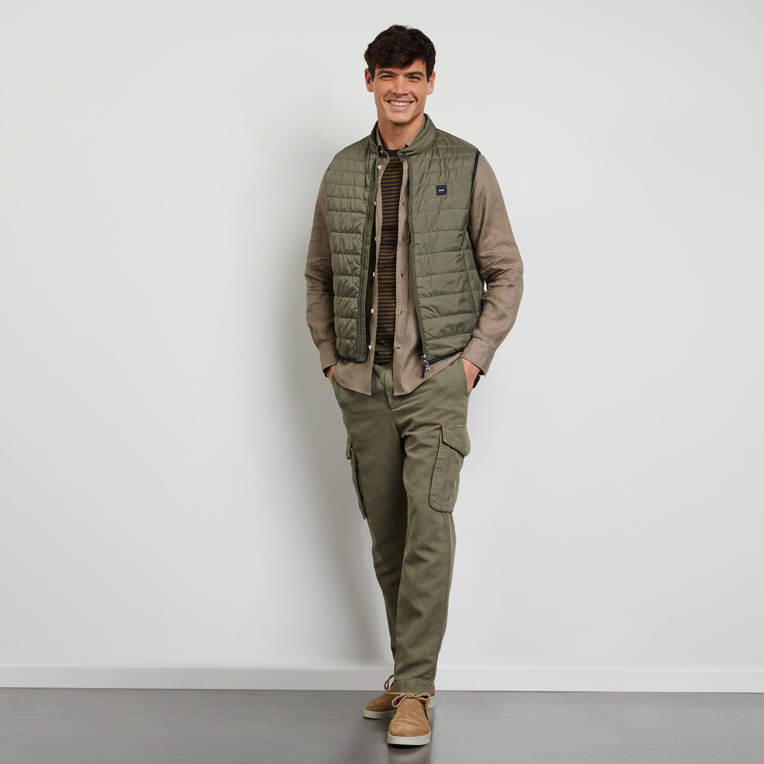 Khaki Sleeveless Puffa Jacket