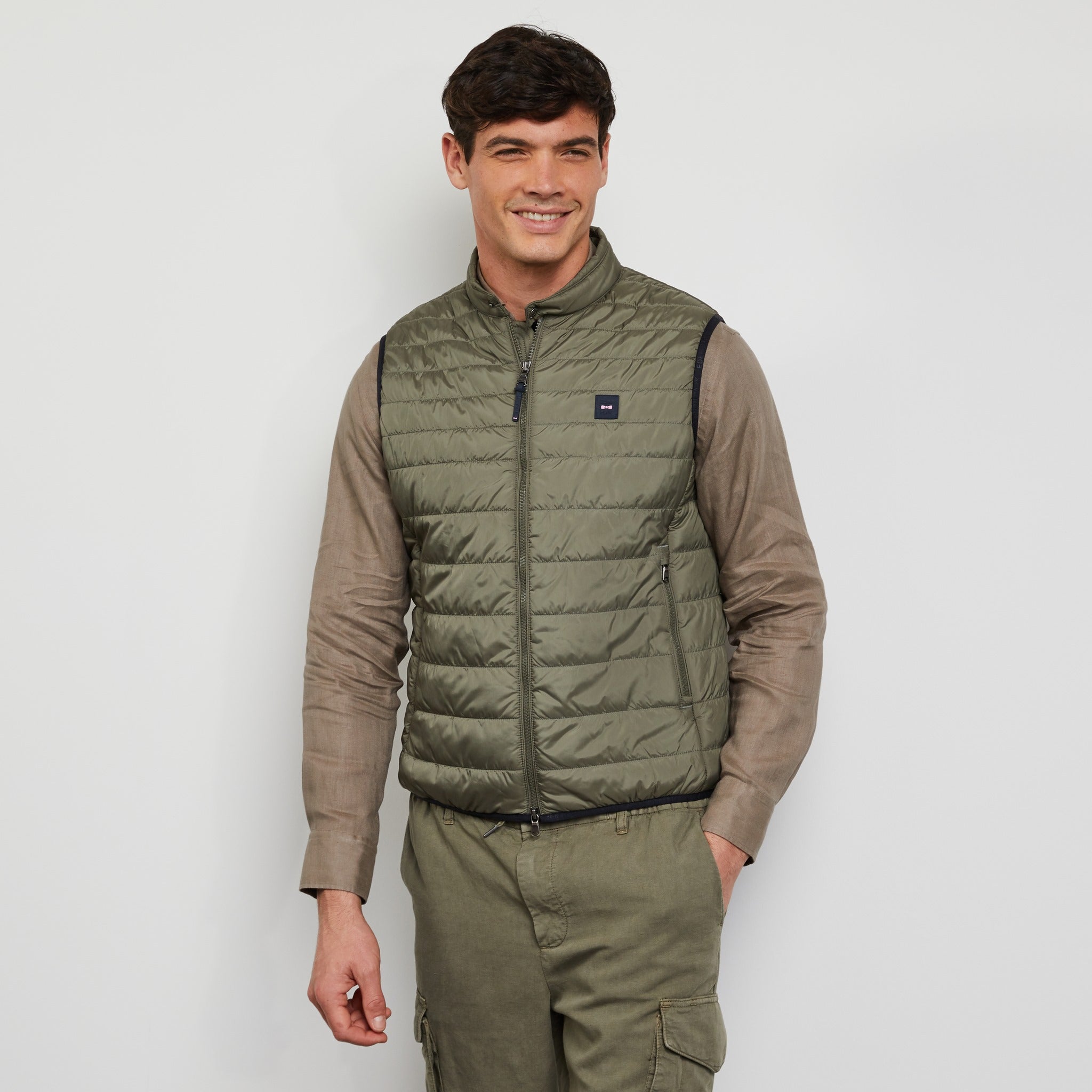 Khaki Sleeveless Puffa Jacket