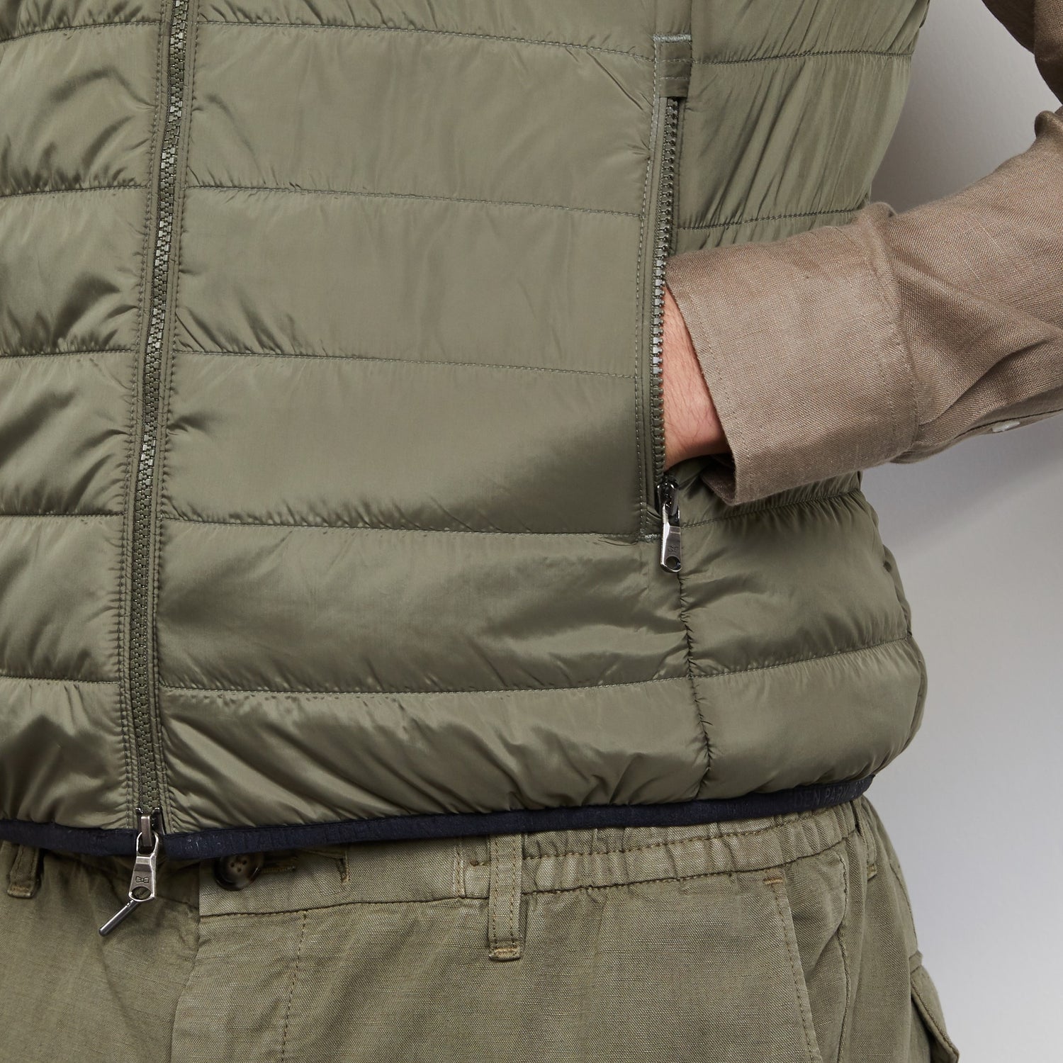 Khaki Sleeveless Puffa Jacket