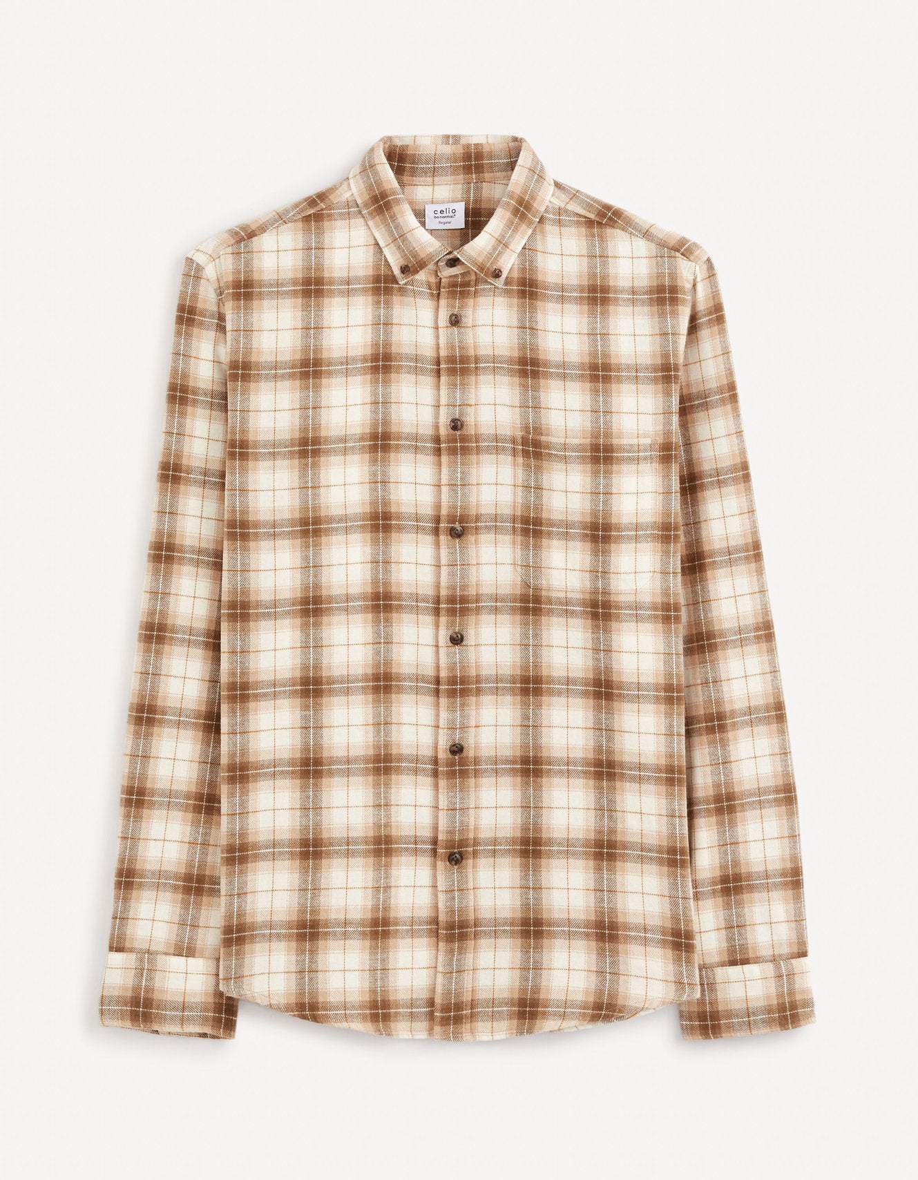 Regular Shirt 100% Cotton - Beige_FACHECKO_BEIGE_01