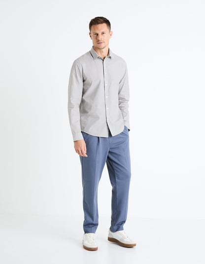 Regular Shirt 100% Cotton - Mottled Grey_FAFILE_ANTHRA GRAY_03