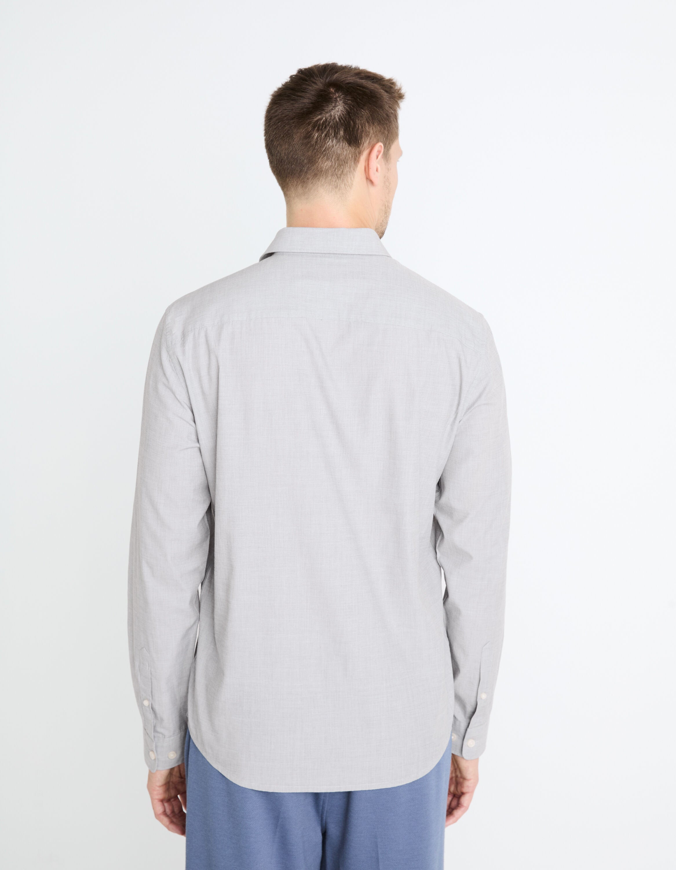 Regular Shirt 100% Cotton - Mottled Grey_FAFILE_ANTHRA GRAY_04