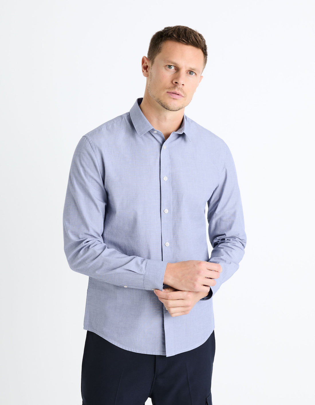 Regular Shirt 100% Cotton - Blue_FAFILE_BLUE_01