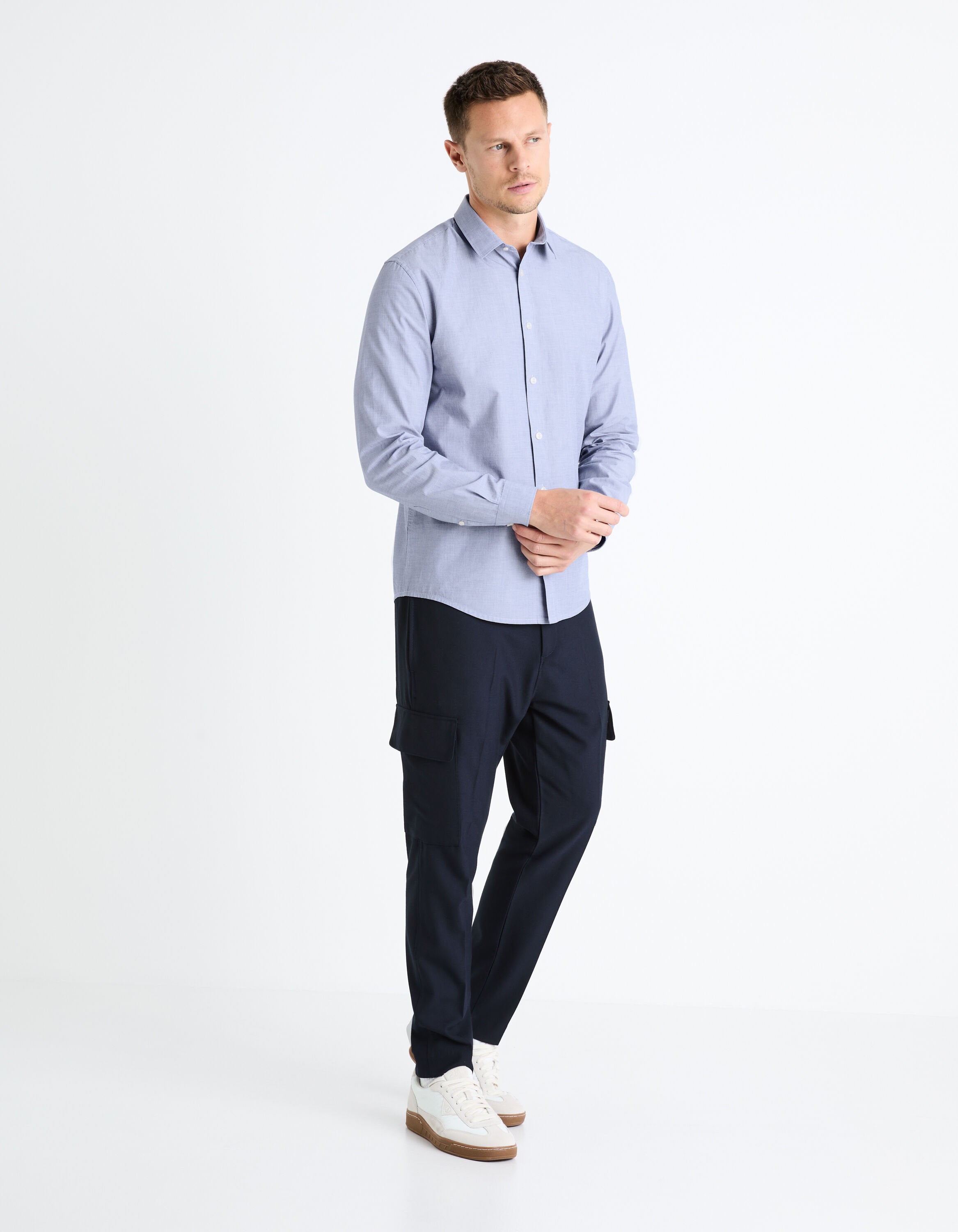 Regular Shirt 100% Cotton - Blue_FAFILE_BLUE_03