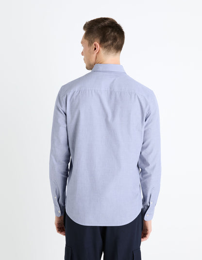 Regular Shirt 100% Cotton - Blue_FAFILE_BLUE_04