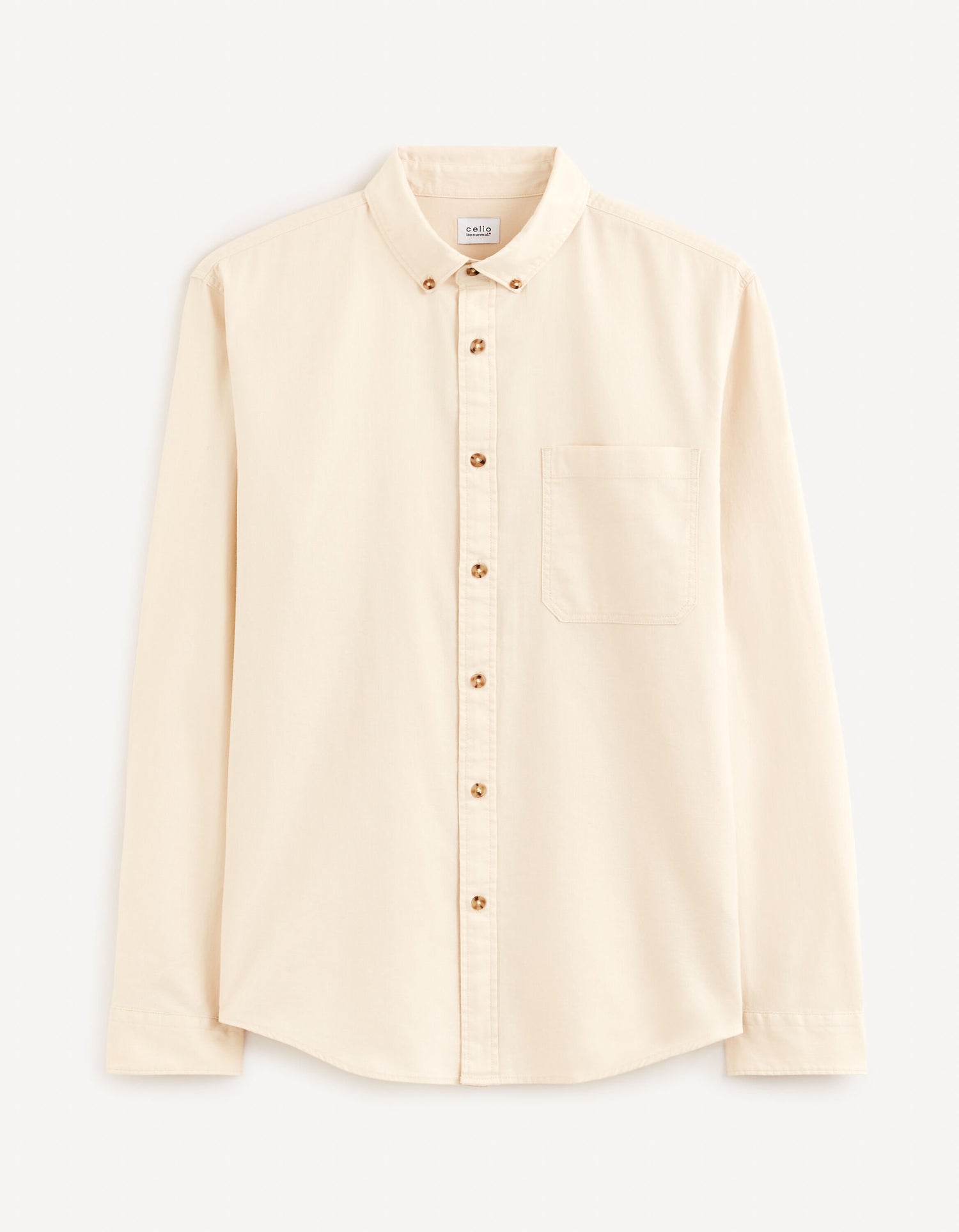 Regular Shirt 100% Cotton - Beige_FAROBONE2_BEIGE_02