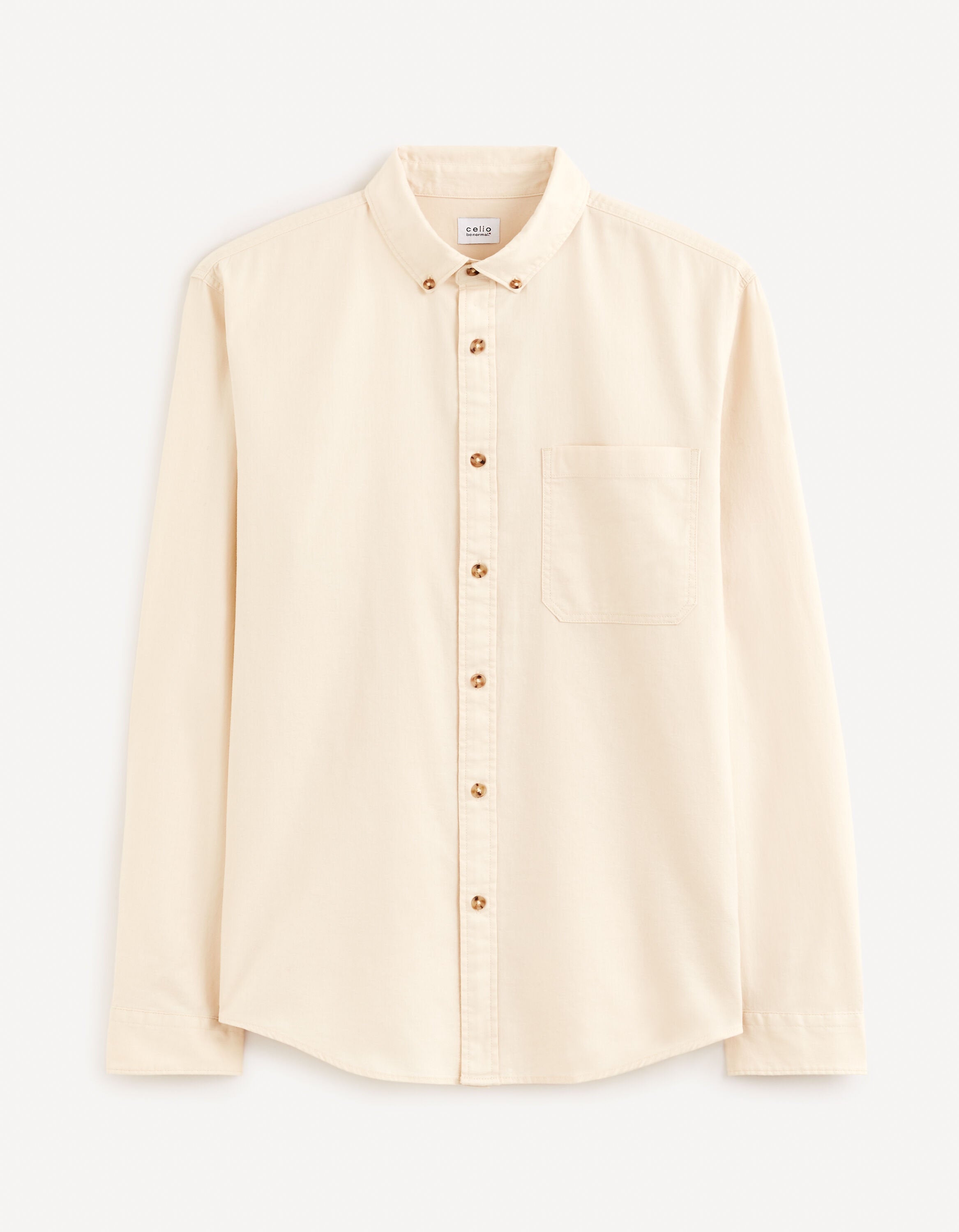 Regular Shirt 100% Cotton - Beige_FAROBONE2_BEIGE_02