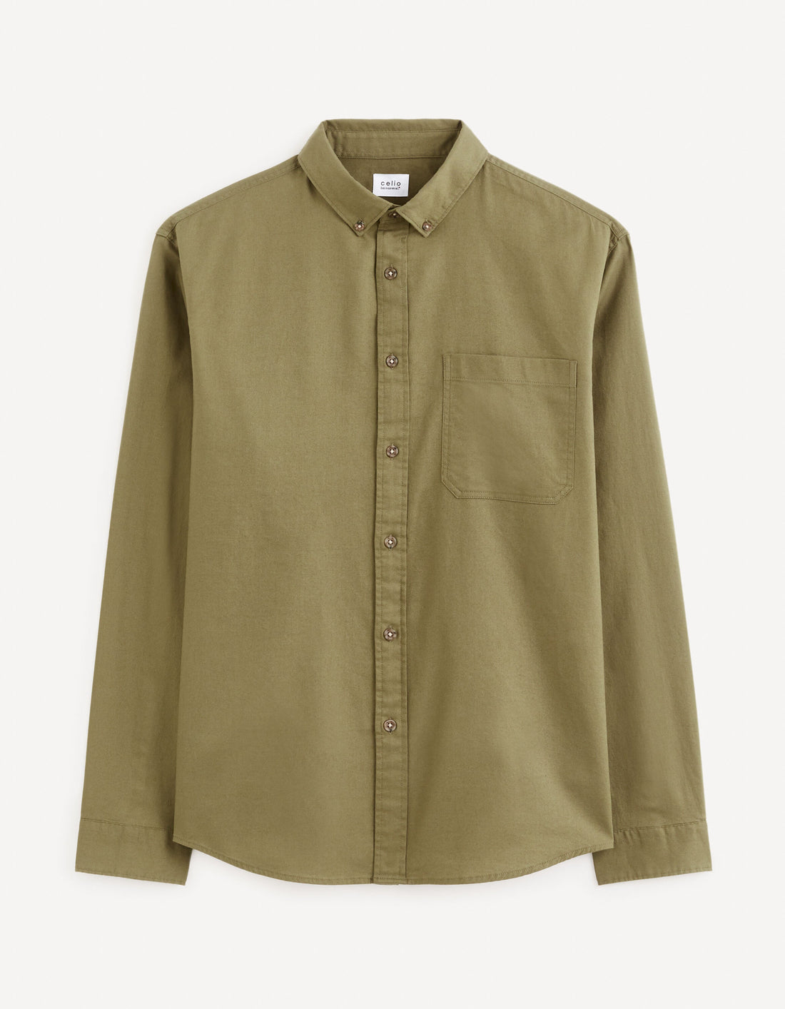 Regular Shirt 100% Cotton - Khaki_FAROBONE2_KAKI_02