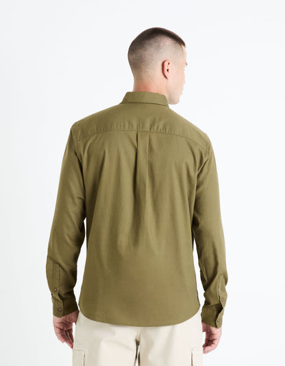 Regular Shirt 100% Cotton - Khaki_FAROBONE2_KAKI_04