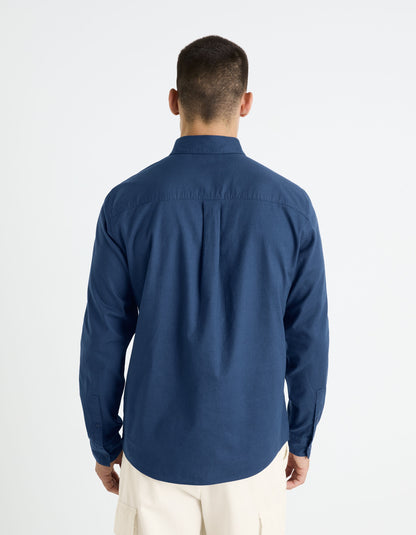 Regular Shirt 100% Cotton - Navy_FAROBONE2_NAVY_04