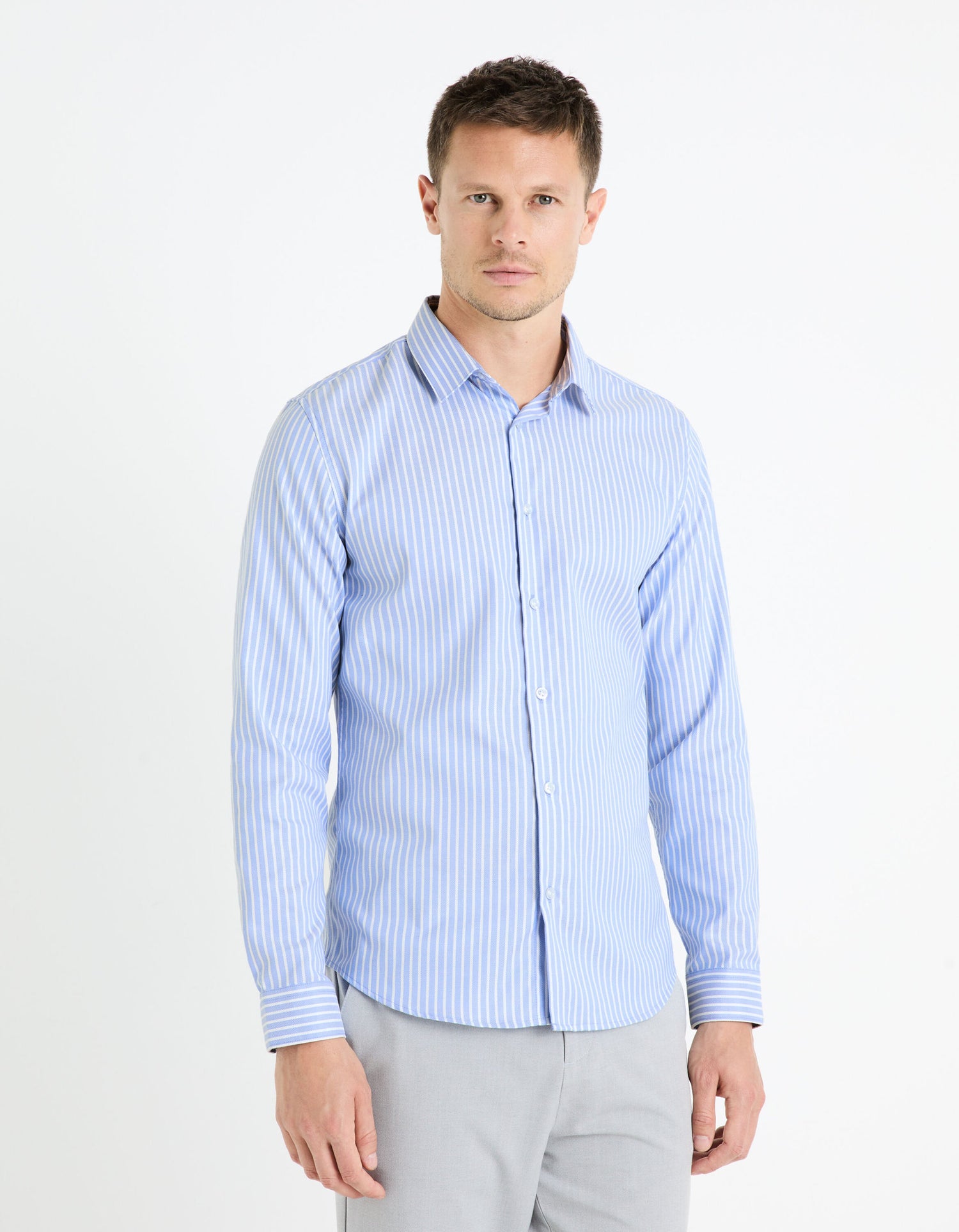 Slim Shirt 100% Cotton - Blue_FASANURE_BLUE_01