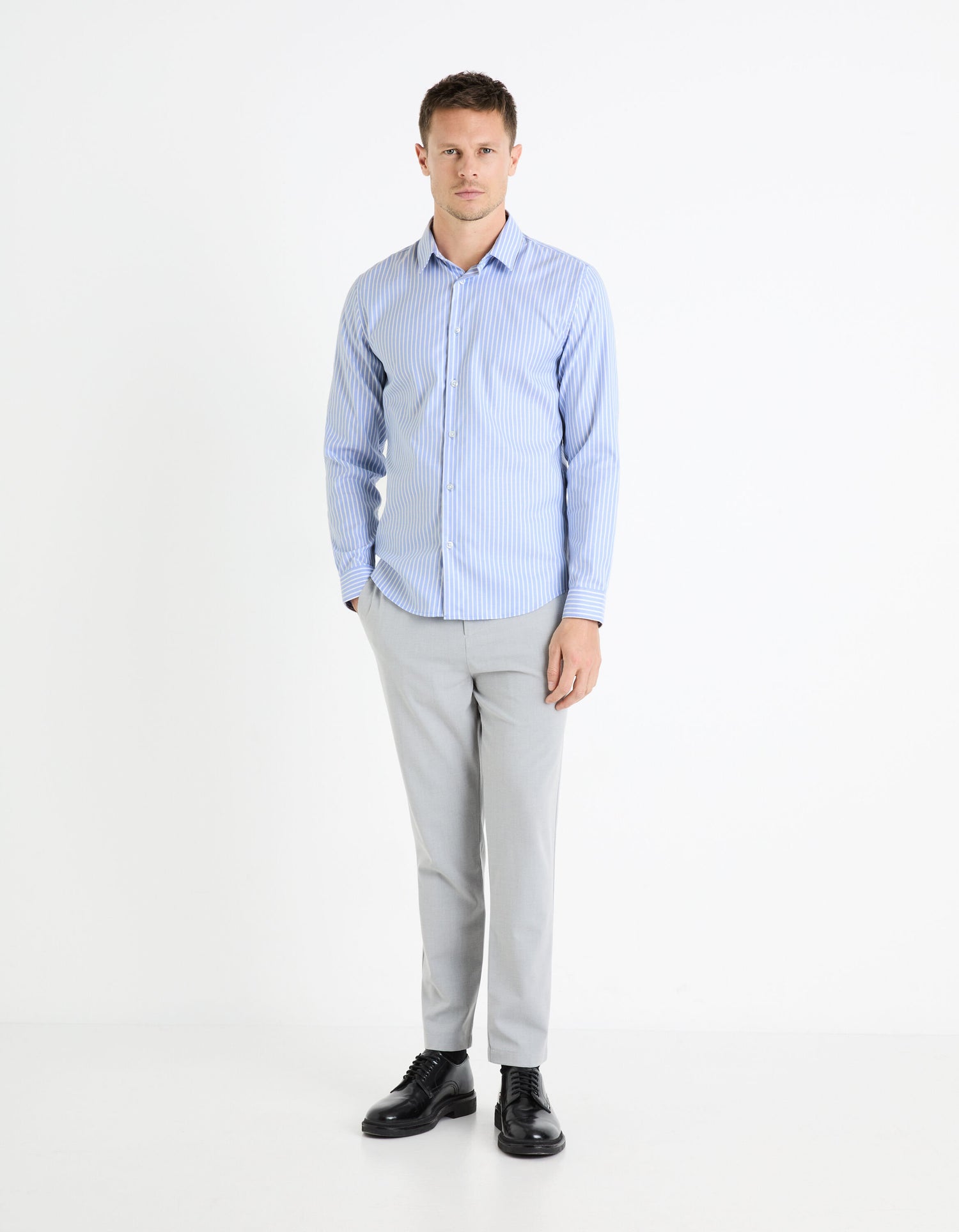 Slim Shirt 100% Cotton - Blue_FASANURE_BLUE_03