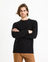 100% Cotton Round Neck Sweater - Black_FEBASIC_BLACK_01