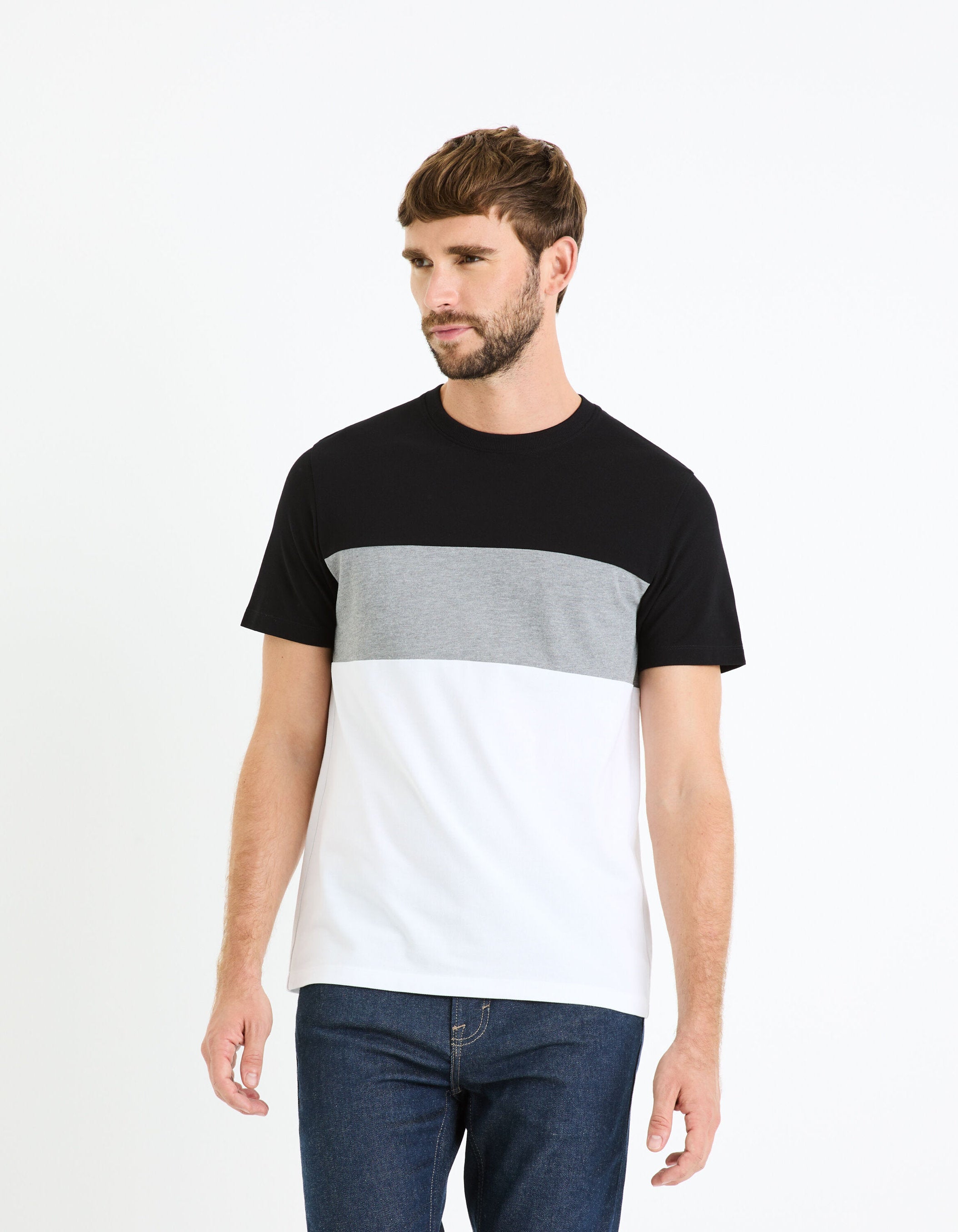 100% Cotton Round Neck T-Shirt - Black_FEBLOC_BLACK_03