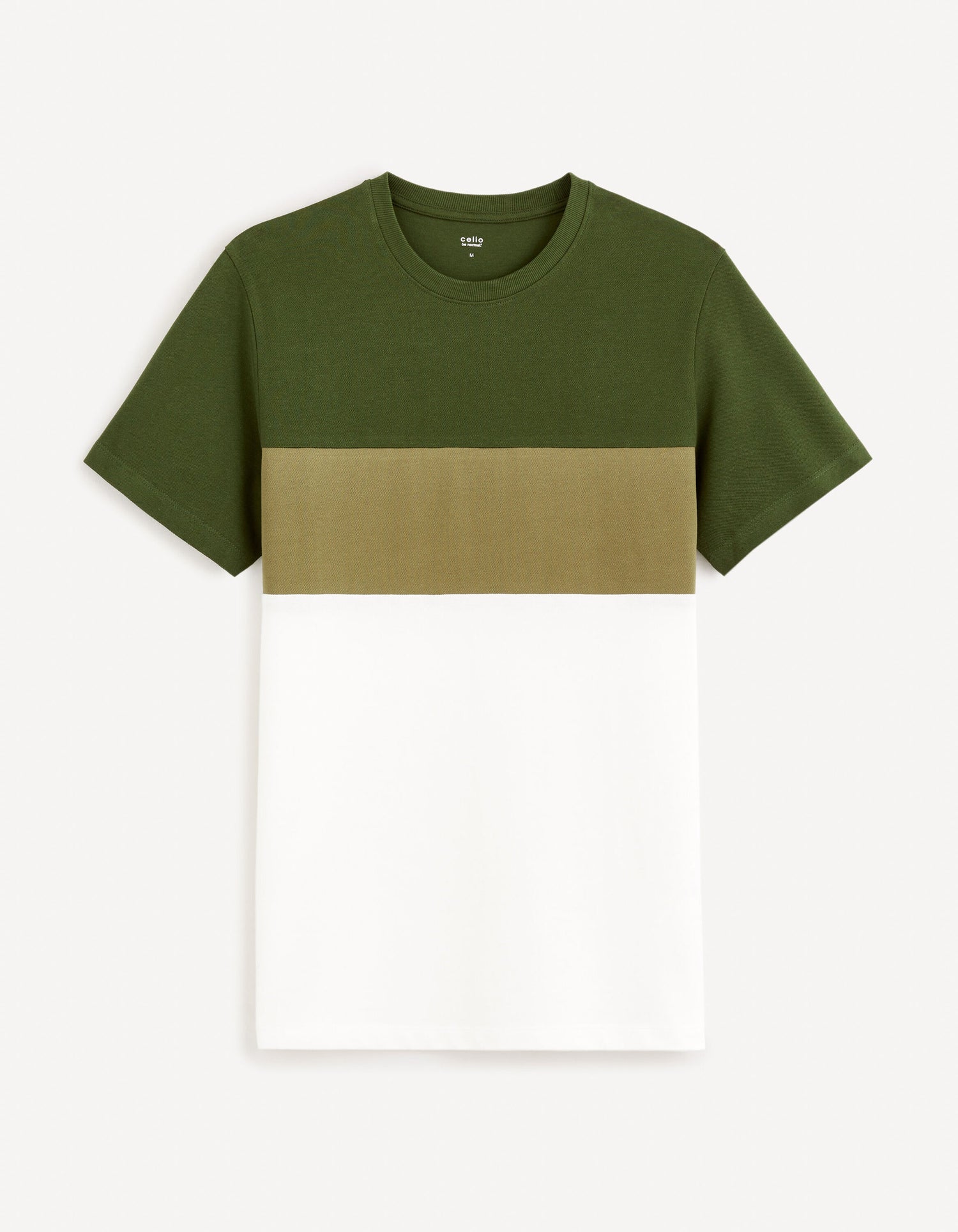 100% Cotton Round Neck T-Shirt - Khaki_FEBLOC_KHAKI GREEN_01