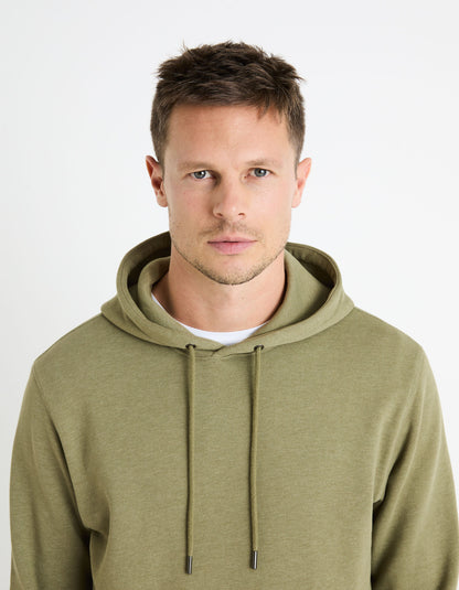 Cotton-Blend Hoodie - Khaki_FECHINE_KHAKI MEL_05