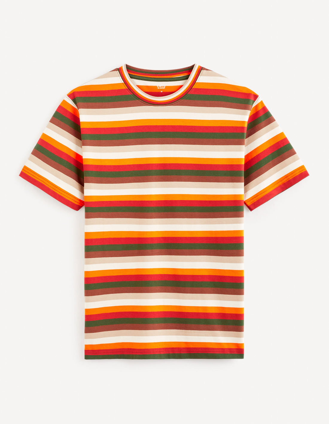 100% Cotton Round Neck T-Shirt - White_FECOLORE_ORANGE BRULE_01