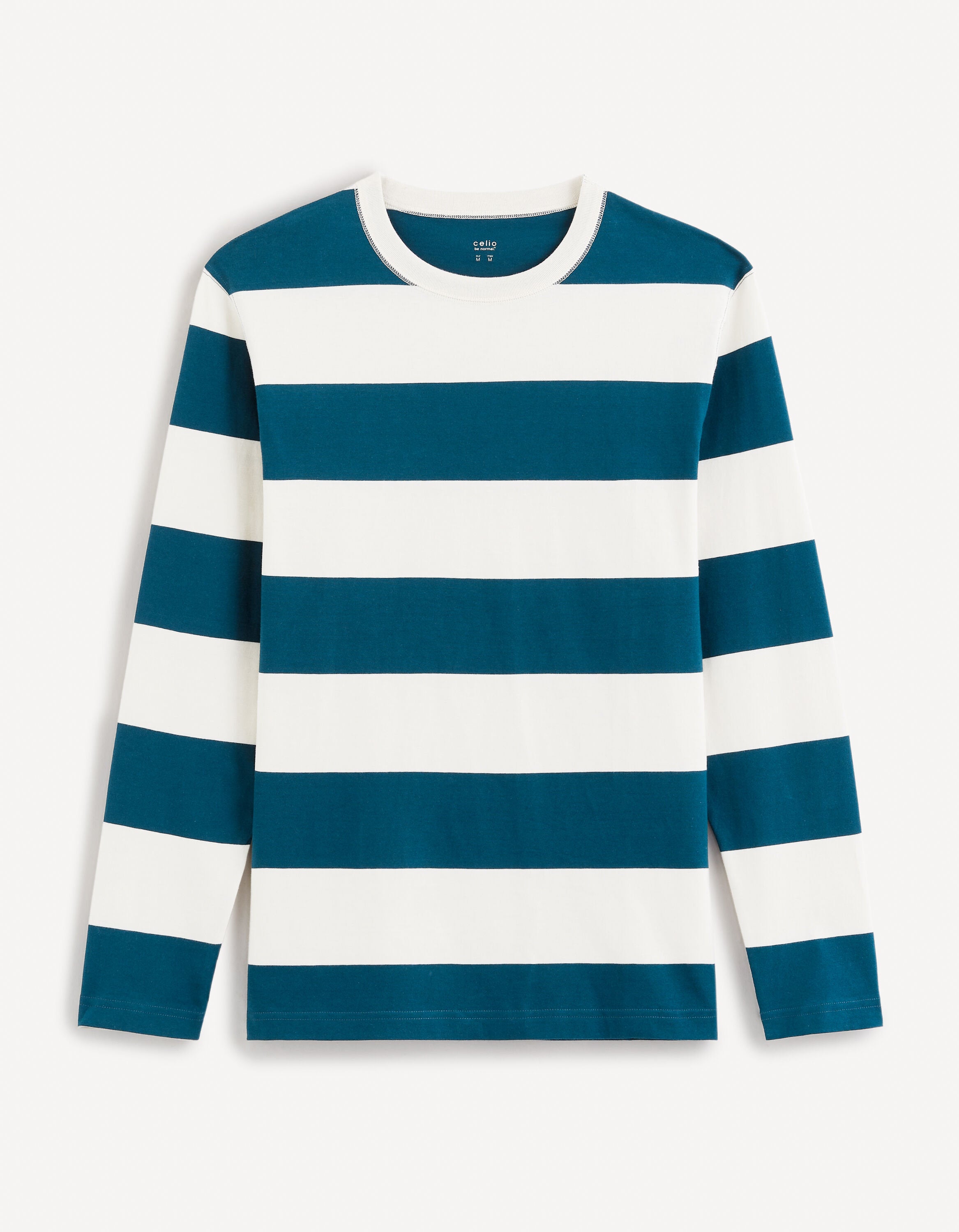 100% Cotton Long Sleeve T-Shirt - Blue_FECOND_BLUE GREY_01
