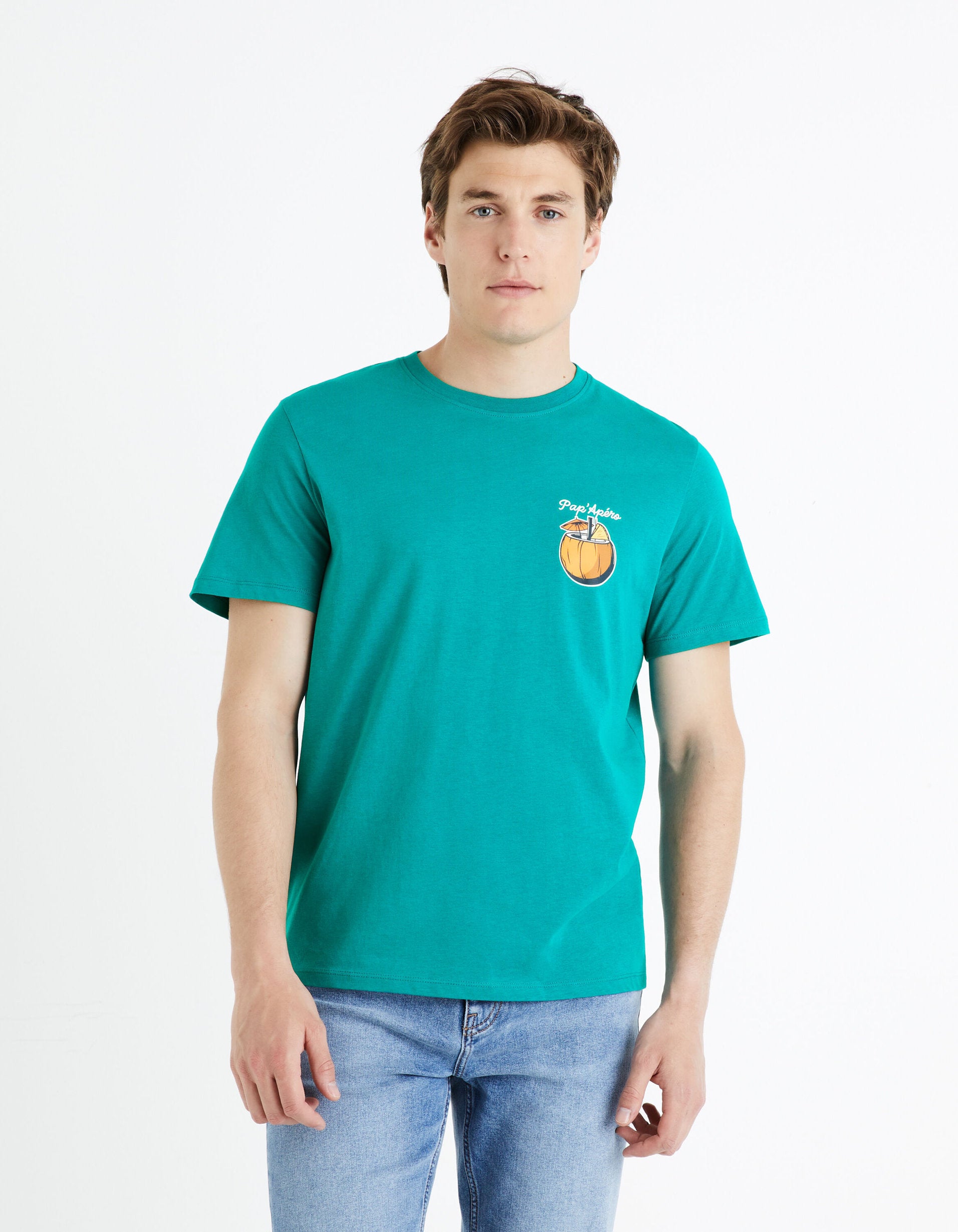100% Cotton Round Neck T-Shirt - Green_FEDARON_GREEN BRITISH_01