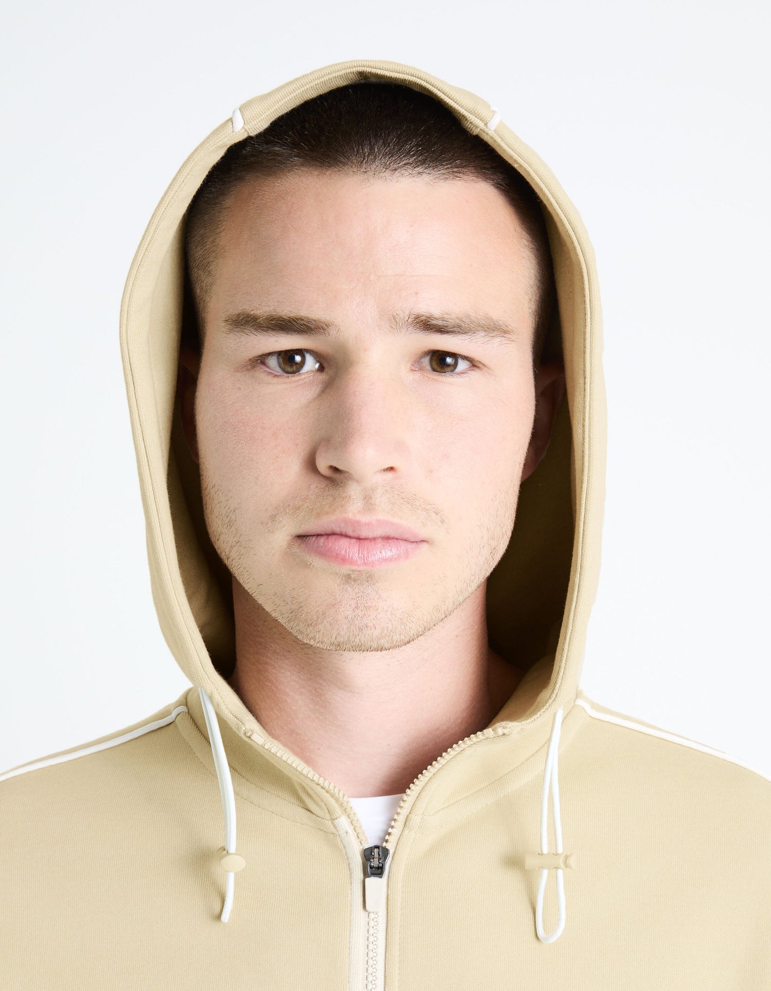 Cotton Blend Hoodie - Beige_FEFADA_BEIGE_05